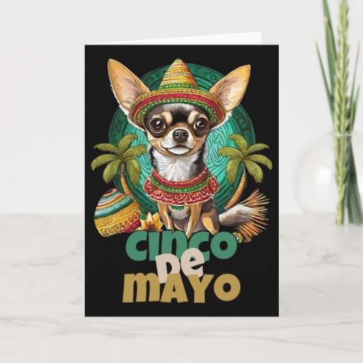 Carte Drôle de Cinco De Mayo conception de chien Chihuah (Devant)