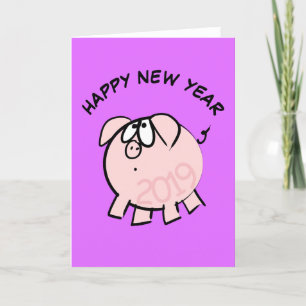 Carte drôle de cochon d'illustration de dessin ani