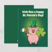 Carte drôle de cochon pour la Saint-Patrick (Devant / Derrière)