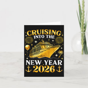 Carte Drôle de Croisière Vers 2026 Nouvel An Famille Cor