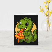 Carte Drôle de dinosaure mangeant le graphique Zza garço (Fleur jaune)