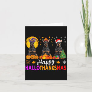 Carte Drôle de Doberman Joyeux Hallothanksmas pour Hallo