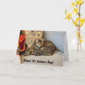 Carte drôle de fête des pères pour chat (Fleur jaune)