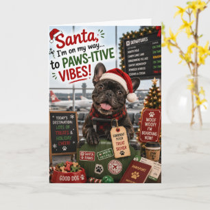 Carte Drôle de French Bulldog Noël Voyage Paws-itive