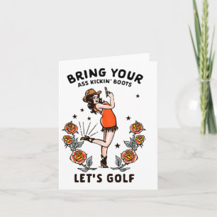 Carte Drôle de golf féminin Tee Cowgirl Femme Golfeuse T