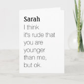 Carte drôle de grossièreté que votre être plus jeune (Devant)