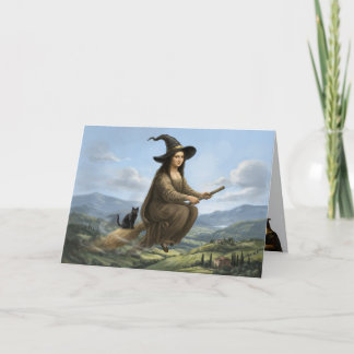 Carte drôle de Halloween de sorcière de Mona Lisa
