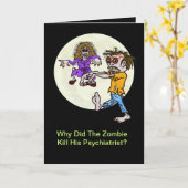 Carte drôle de Halloween d'énigme de zombi (Fleur jaune)