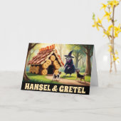 Carte Drôle de Hansel et Gretel Chien (Fleur jaune)
