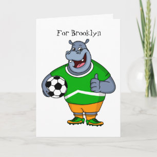 Carte Drôle de joueur de football hippo dessin humoristi
