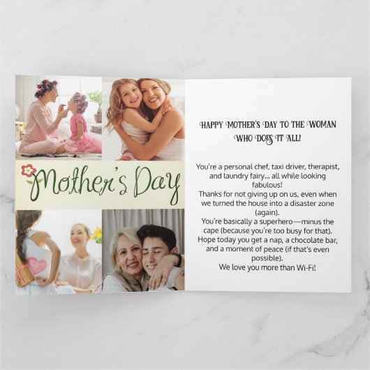 Carte drôle de la fête des mères : Édition Supermo (Intérieur)