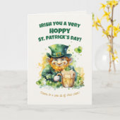 Carte drôle de la Saint-Patrick avec lutin (Fleur jaune)