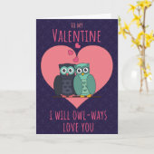 Carte drôle de la Saint-Valentin Owl-ways Love You (Fleur jaune)