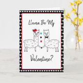 Carte Drôle de lama mignon pour la Saint-Valentin (Fleur jaune)