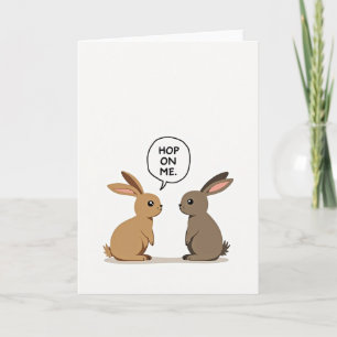 Carte drôle de lapin 'Hop On Me'