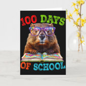 Carte Drôle de marmotte 100e jour d'école Enseignant Mar (Fleur jaune)
