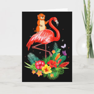 Carte Drôle de marmotte chevauchant des fleurs de flaman