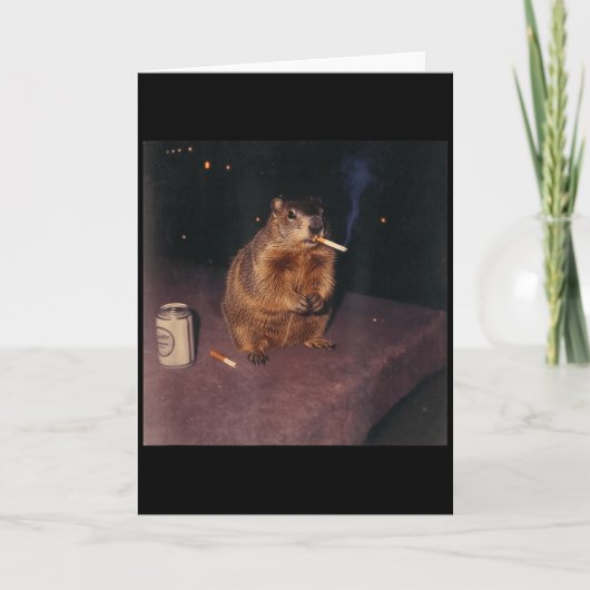 Carte Drôle de marmotte qui fume une cigarette Mème rétr (Devant)