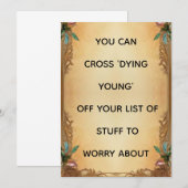 Carte drôle de mort jeune (Devant / Derrière)