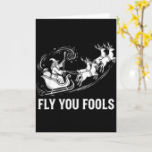 Carte Drôle de mouche vous fous Père Noël traîneau de re (Fleur jaune)