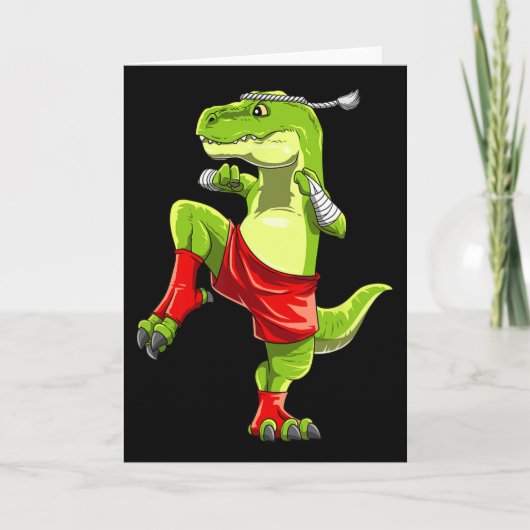 Carte Drôle de Muay Thai T-rex - Boxe Thaïlandaise (Devant)