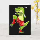 Carte Drôle de Muay Thai T-rex - Boxe Thaïlandaise (Fleur jaune)