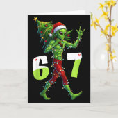 Carte Drôle de Noël Alien Six Seven Mème 67 Chapeau de P (Fleur jaune)