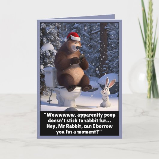 Carte drôle de Noël avec ours et lapin (Devant)