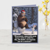 Carte drôle de Noël avec ours et lapin (Fleur jaune)