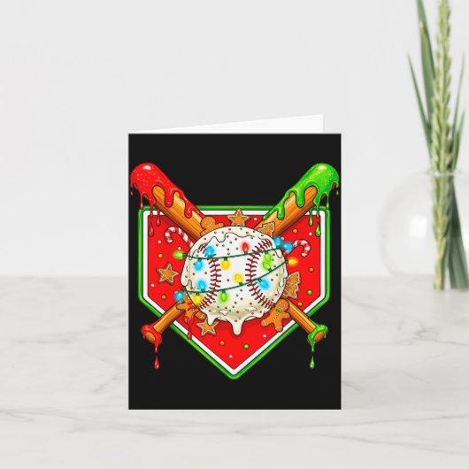 Carte Drôle de Noël Baseball Crème Glacée Drip Hommes Fe (Devant)
