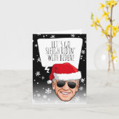 Carte Drôle de Noël Biden : Traîneau Ridin' avec Biden (Fleur jaune)