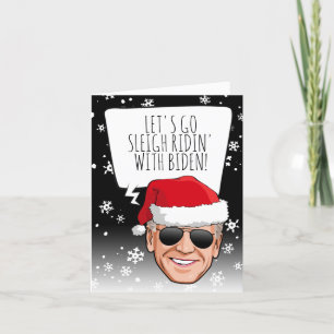 Carte Drôle de Noël Biden : Traîneau Ridin' avec Biden