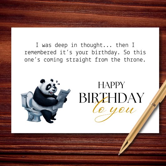 Carte Drôle de Panda d'anniversaire directement du trône
