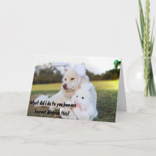 Carte drôle de Pâques avec un chien mignon déguisé