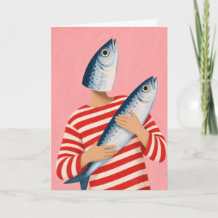 Carte Drôle de poisson embrasse la sardine fantaisiste c