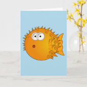CARTE DRÔLE DE POISSON PUFF POUR ANNIVERSAIRE QUI (Fleur jaune)