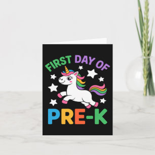 Carte Drôle de premier jour de pré-maternelle licorne re