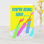 Carte Drôle de procès-anniversaire pour déflamation (Fleur jaune)