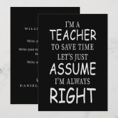 Carte drôle de professeur d'anglais : Supposez que (Devant / Derrière)