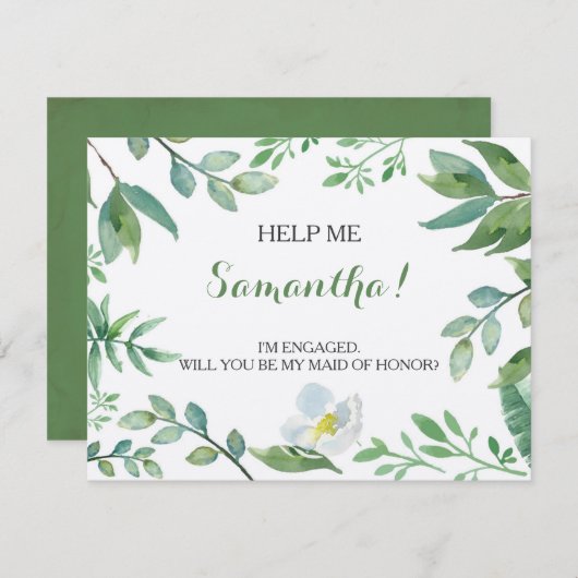 Carte drôle de PROPOSITION de DAME DE HONNEUR, (Devant / Derrière)