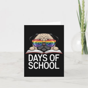 Carte Drôle de Pug 100 Jours D'école Lunettes Arc-en-cie