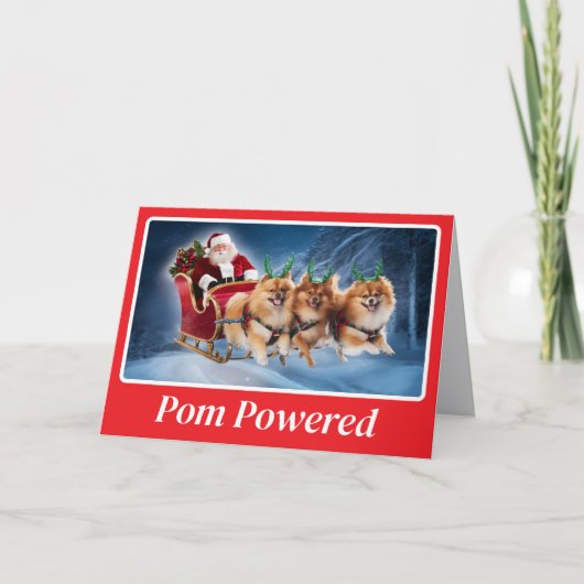 Carte Drôle de Renne de Noël Pomeranian (Devant)