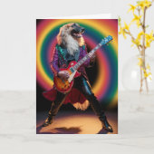 Carte drôle de Rock Star avec un Lévrier Afghan (Fleur jaune)