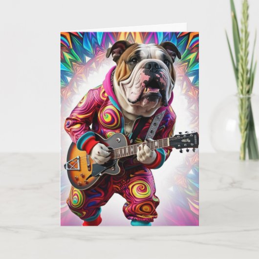 Carte drôle de Rock Star Bouledogue (Devant)