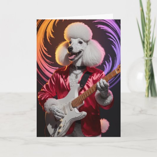 Carte drôle de Rock Star Caniche (Devant)