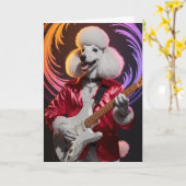 Carte drôle de Rock Star Caniche (Fleur jaune)