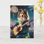 Carte drôle de Rock Star Sheltie (Fleur jaune)