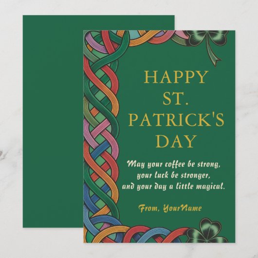 Carte drôle de Saint-Patrick avec café irlandais c (Devant / Derrière)