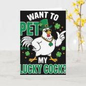 Carte Drôle de Saint-Patrick Chicken Veut Caresser Ma Ch (Fleur jaune)