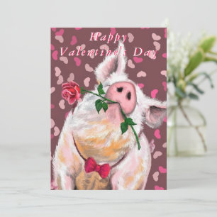 Carte drôle de Saint-Valentin avec un cochon heure